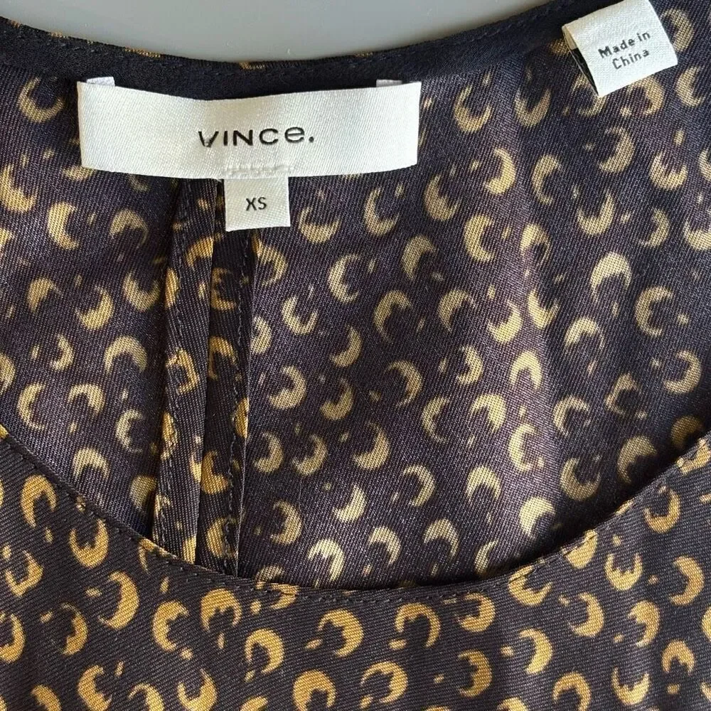 Vince scoop neck maxi slip dress silk black tan size XS